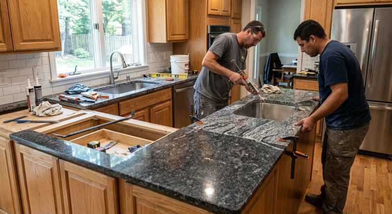 Granite Slab Installation in Marin County, CA